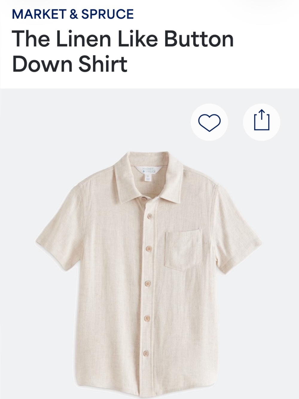 Market & Spruce Beige Cream Short-Sleeve Linen-Like Button-Down Shirt